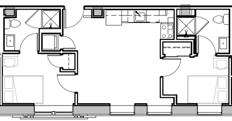 a floor plan of a small house with a bedroom and a living room